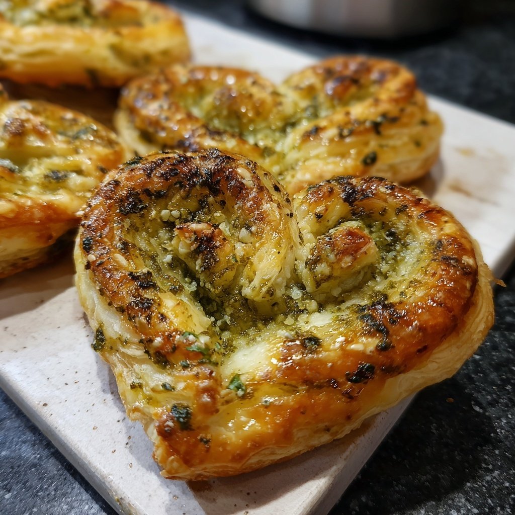 Puff Pastry Hearts with Pesto
