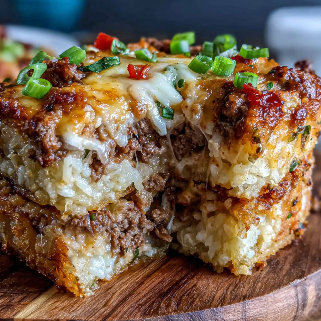 Ground Beef And Cheesy Rice Bake
