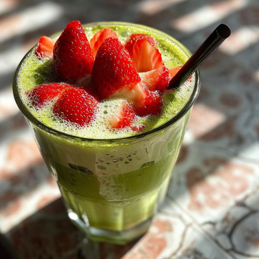 Cold Strawberry Matcha Drink