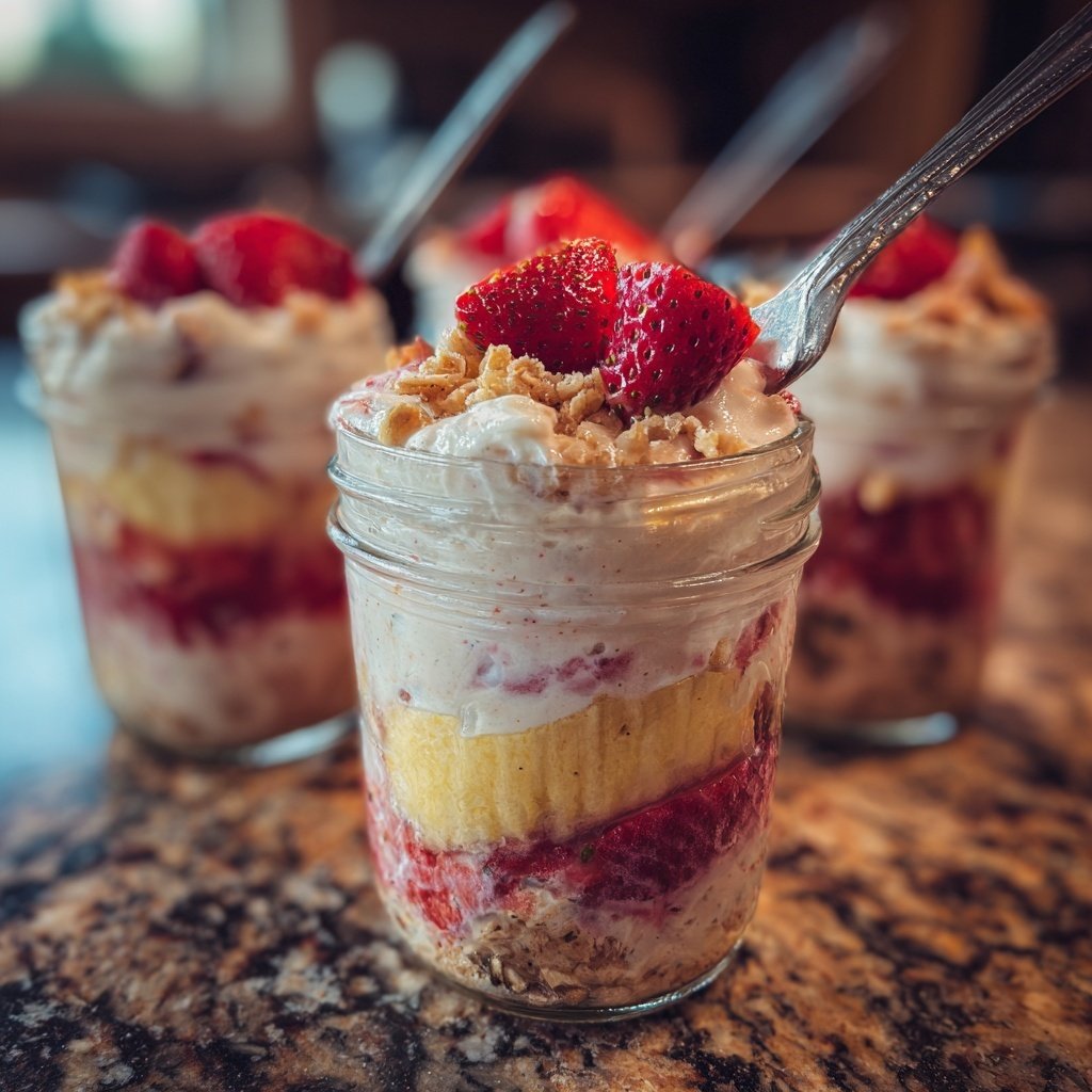 Strawberry Banana Breakfast Jars