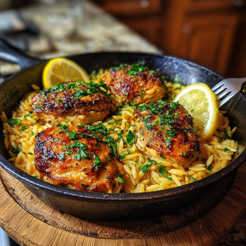 Skillet Lemon Chicken With Orzo