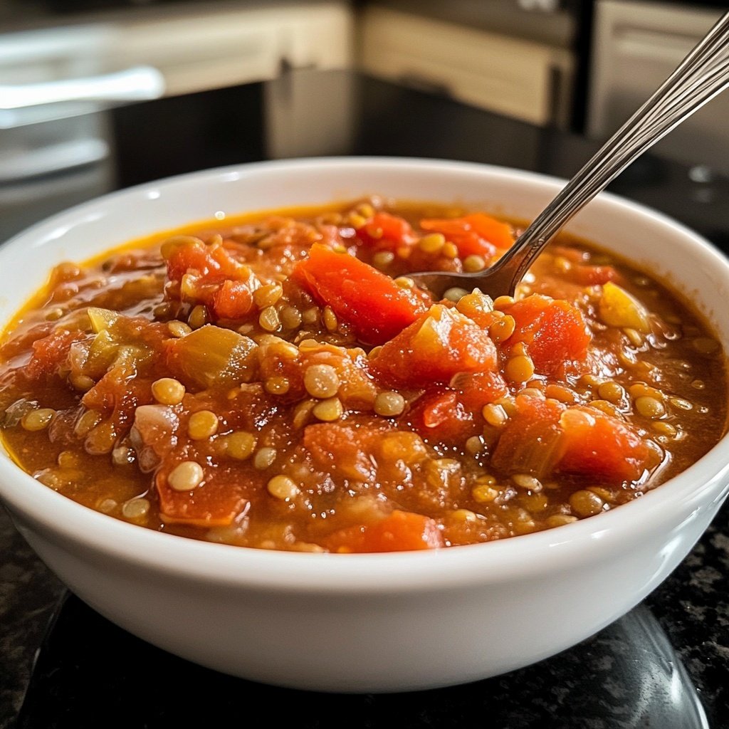 Healthy Crockpot Tomato Lentil Soup