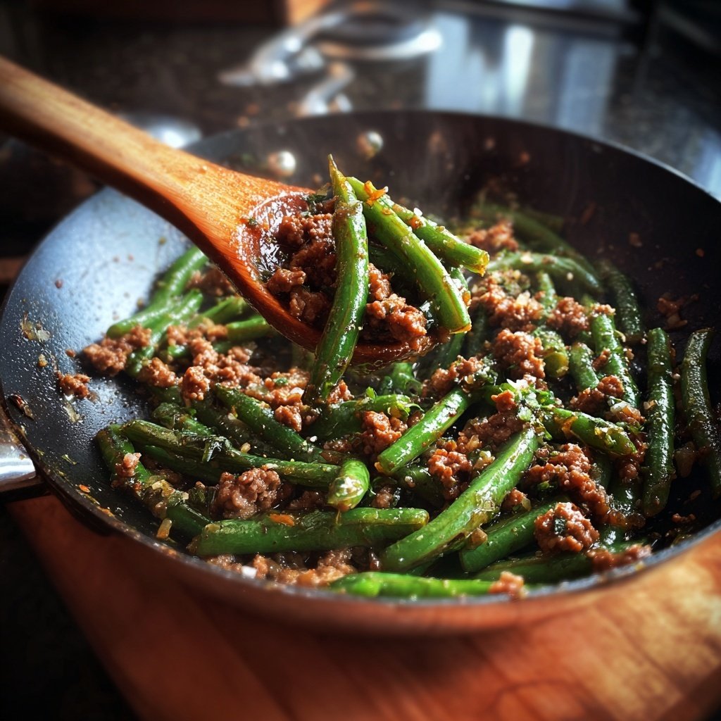 Hamburger Meat And Green Bean Skillet