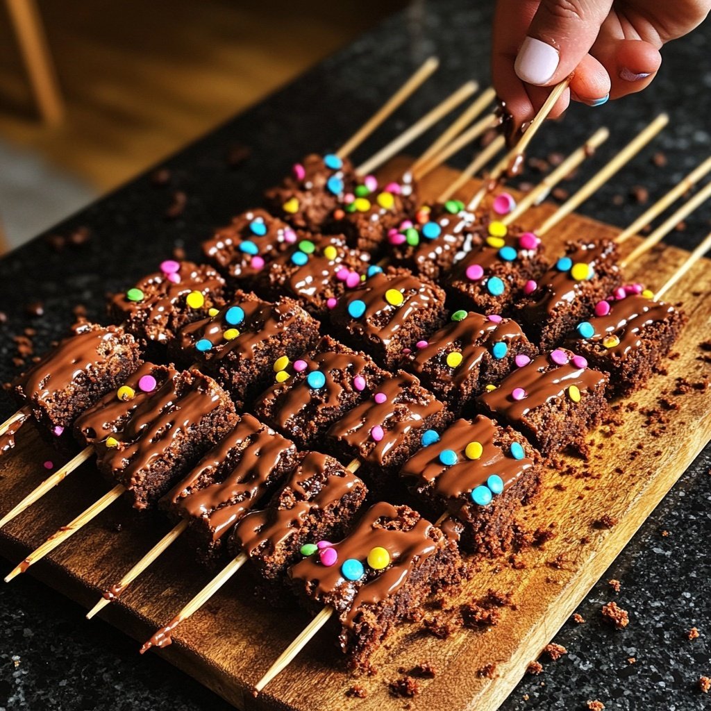 Super Bowl Dessert Brownie Skewers