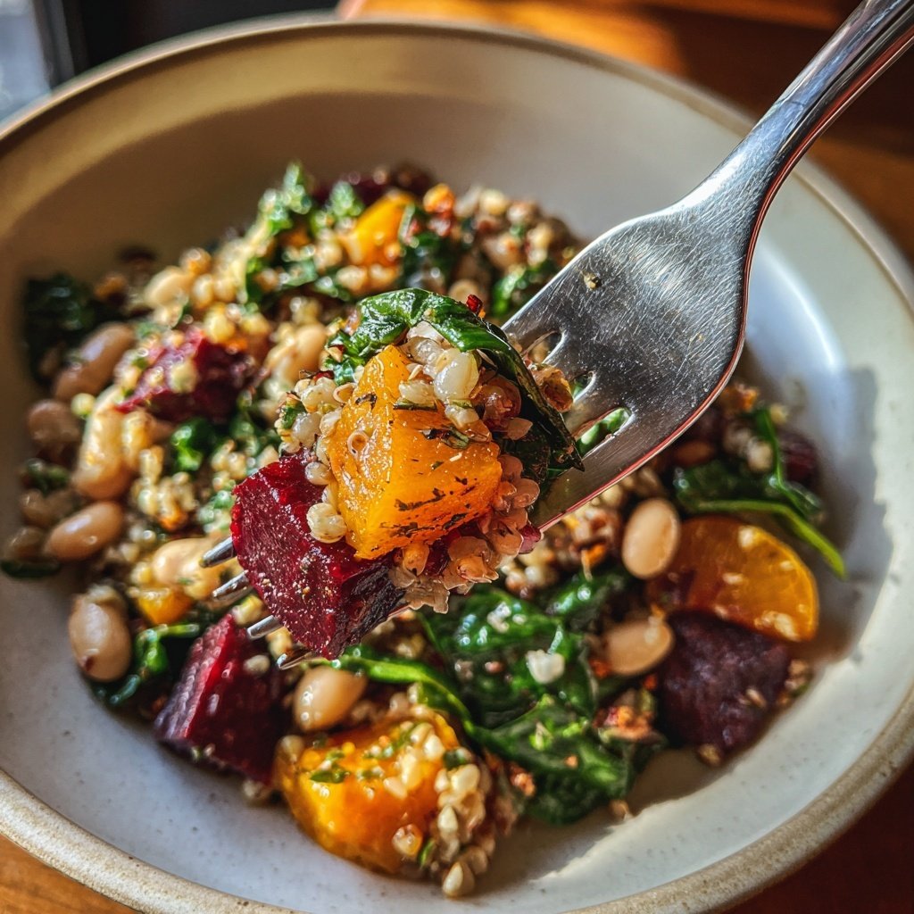 Roasted Beet White Bean Grain Bowl