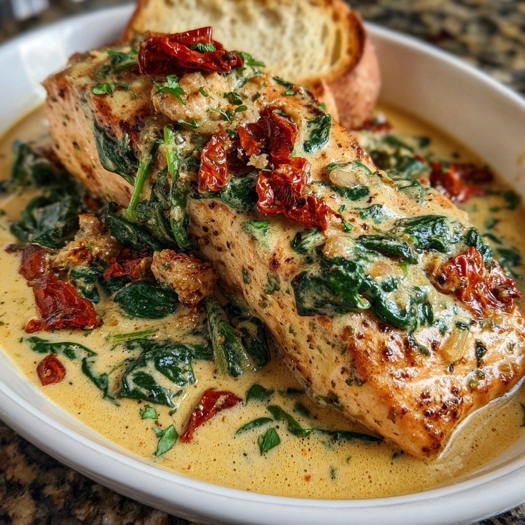Creamy Tuscan Salmon for Two